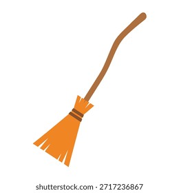 Una Ilustración vectorial de diseño plano de una escoba de bruja