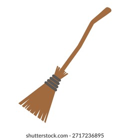 Uma ilustração de vetor de design plano de uma vassoura de bruxa
