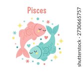 Flat design vector illustration of a zodiac pisces