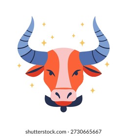 Flat design vector illustration of a zodiac taurus