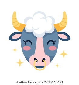 Flat design vector illustration of a zodiac taurus