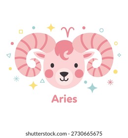 Ilustración vectorial de diseño plano de un zodiaco aries