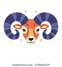 Ilustración vectorial de diseño plano de un zodiaco aries