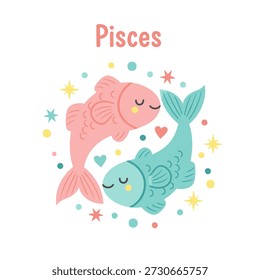 Ilustración vectorial de diseño plano de una zodiac pisces