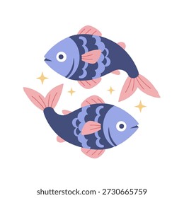 Ilustração de vetor de design plano de piscos zodíacos