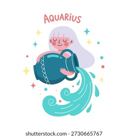 Flaches design, Vektorgrafik eines zodiakischen Aquarius