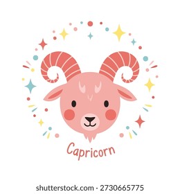 Ilustração de vetor de design plano de um capricórnio zodíaco