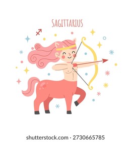 Ilustração de vetor de design plano de um sagitário zodíaco
