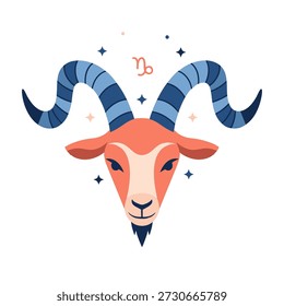 Ilustração de vetor de design plano de um capricórnio zodíaco
