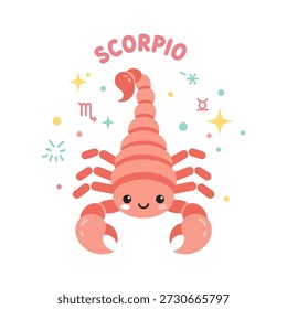 Flat design vector illustration of a zodiac scorpio