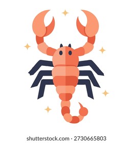 Ilustração de vetor de design plano de um escorpião zodíaco