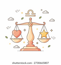 Ilustração de vetor de design plano de uma libra zodíaco