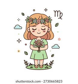 Flaches design, Vektorgrafik eines Tierkreisvirgos