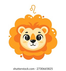 Ilustração de vetor de design plano de um leão zodíaco
