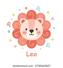 Ilustração de vetor de design plano de um leão zodíaco