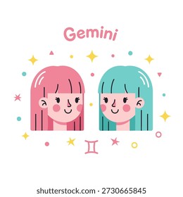 Ilustración vectorial de diseño plano de un gemini zodiaco