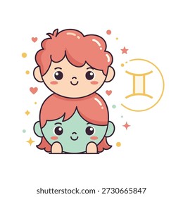 Flat design vector illustration of a zodiac gemini