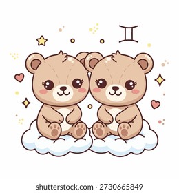 Flaches design, Vektorgrafik eines Tierkreises gemini