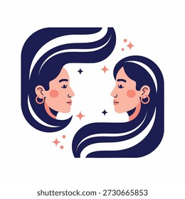 Ilustración vectorial de diseño plano de un gemini zodiaco