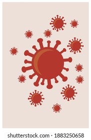 Flaches Design, Vektorgrafik von Coronavirus. Orange Covid 19 Farbe. Abstrakter Hintergrund von Coronavirus. Kann für Poster, soziale Medien, Tapete und Tapete.