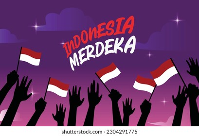 Flaches Design, Vektorgrafik Indonesien Unabhängigkeit Tag 17 August hari kemerdekaan 