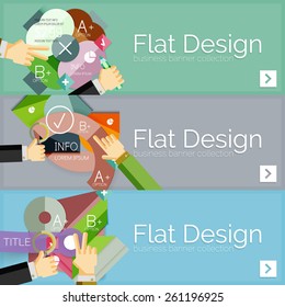Flat design vector infographic banners with geometric infographic diagrams