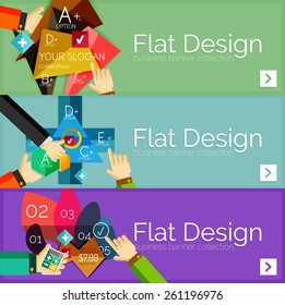 Flat design vector infographic banners with geometric infographic diagrams