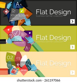 Flat design vector infographic banners with geometric infographic diagrams