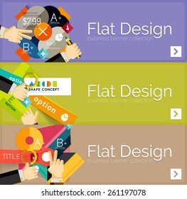 Flat design vector infographic banners with geometric infographic diagrams