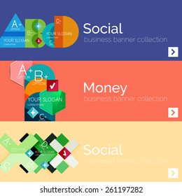 Flat design vector infographic banners with geometric infographic diagrams