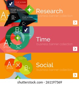 Flat design vector infographic banners with geometric infographic diagrams