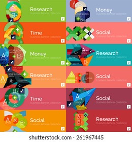 Flat design vector infographic banners with geometric infographic diagrams