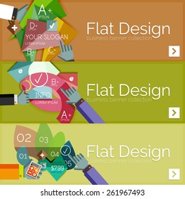 Flat design vector infographic banners with geometric infographic diagrams