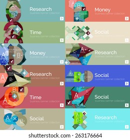 Flat design vector infographic banners with geometric infographic diagrams