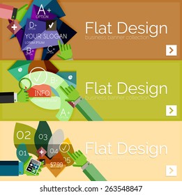 Flat design vector infographic banners with geometric infographic diagrams