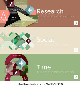 Flat design vector infographic banners with geometric infographic diagrams