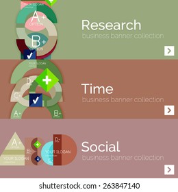 Flat design vector infographic banners with geometric infographic diagrams
