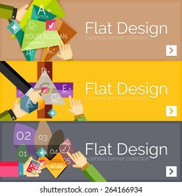 Flat design vector infographic banners with geometric infographic diagrams