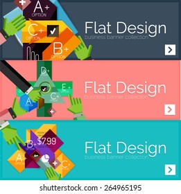 Pancartas infográficas vectoriales de diseño plano con diagramas de infografía geométrica