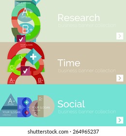 Flat design vector infographic banners with geometric infographic diagrams