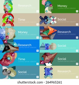 Flat design vector infographic banners with geometric infographic diagrams