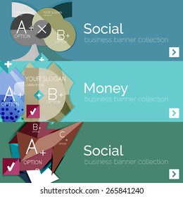 Flat design vector infographic banners with geometric infographic diagrams
