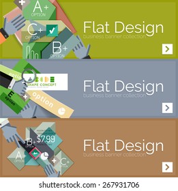 Flat design vector infographic banners with geometric infographic diagrams