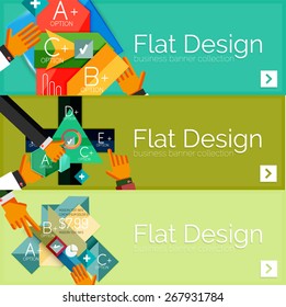Flat design vector infographic banners with geometric infographic diagrams