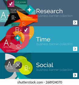Flat design vector infographic banners with geometric infographic diagrams