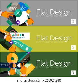 Flat design vector infographic banners with geometric infographic diagrams