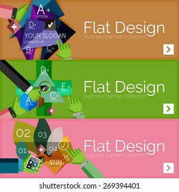 Flat design vector infographic banners with geometric infographic diagrams