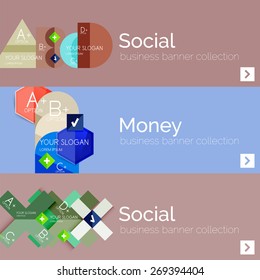 Flat design vector infographic banners with geometric infographic diagrams