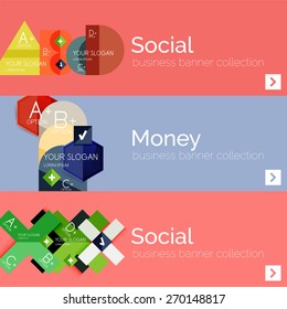Flat design vector infographic banners with geometric infographic diagrams