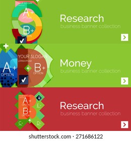 Flat design vector infographic banners with geometric infographic diagrams